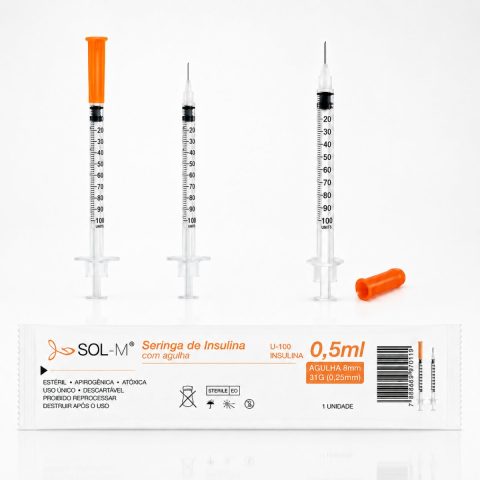 Seringa de Insulina 0,5 ml com Agulha 8 mm 31G